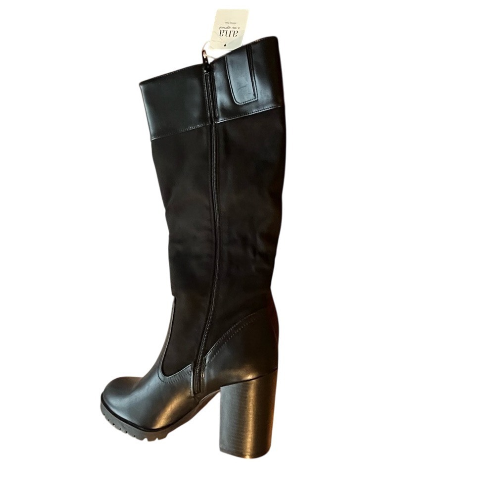 Memory foam Black Knee-High Boots with 3 inch Block Heel nwt